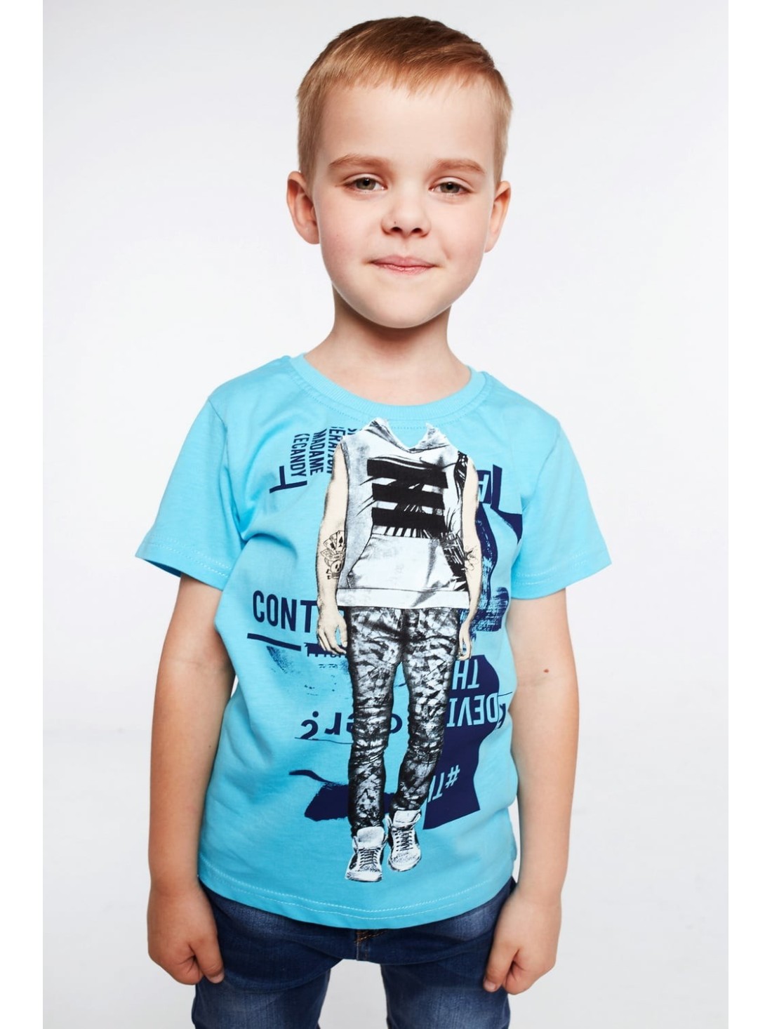 Jungen-T-Shirt mit Aufdruck, blau NDZ4462 – Online-Shop – Boutique